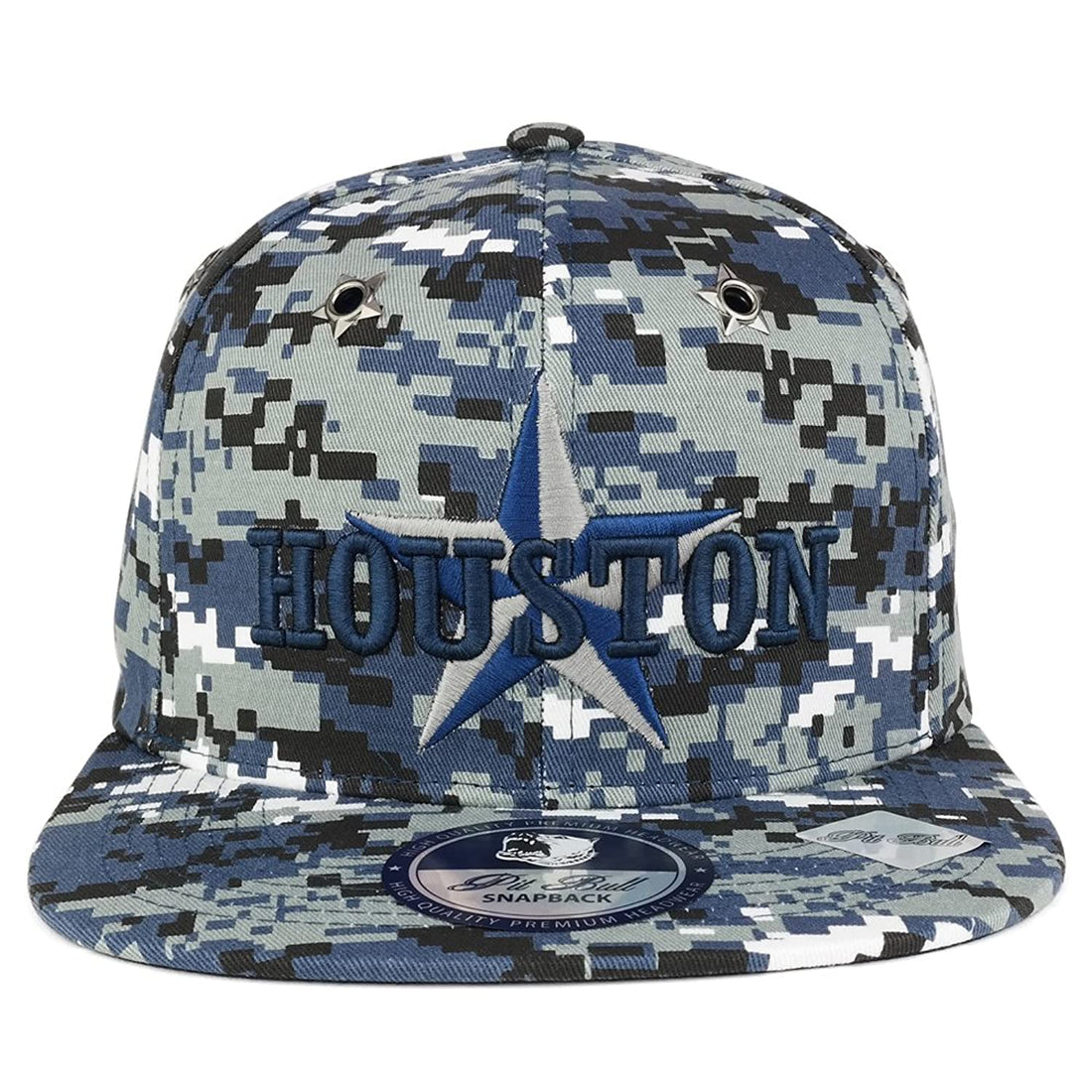 Trendy Apparel Shop Houston Star 3D Embroidered Military Digital Camo Printed Flat Bill Snapback Cap