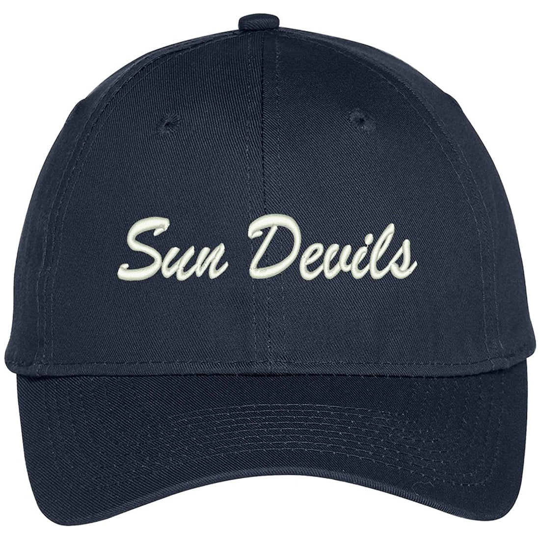 Trendy Apparel Shop Sun Devils Embroidered Team Nickname Mascot Cap