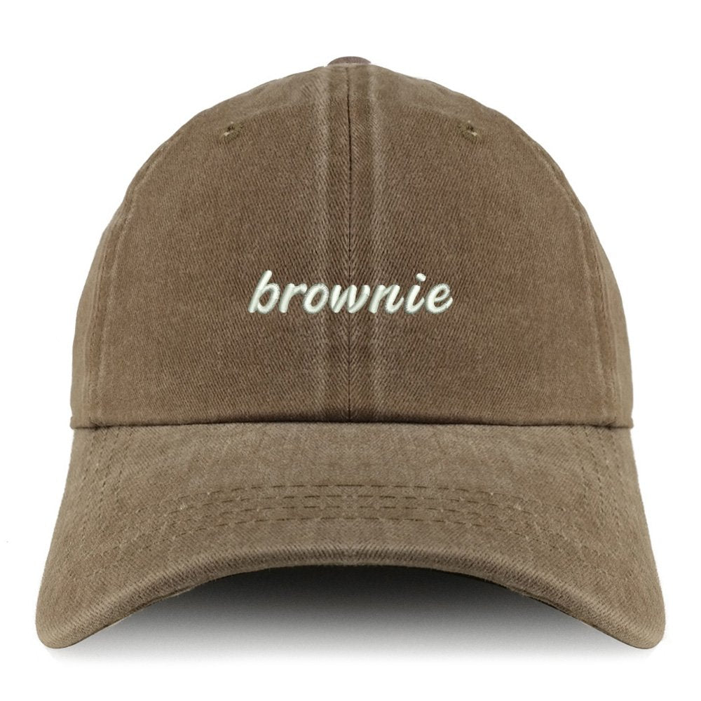 Trendy Apparel Shop Brownie Embroidered Pigment Dyed Unstructured Cap