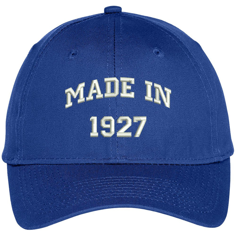 Trendy Apparel Shop Made in 1927-91st Birthday Embroidered High Profile Adjustable Baseball Cap