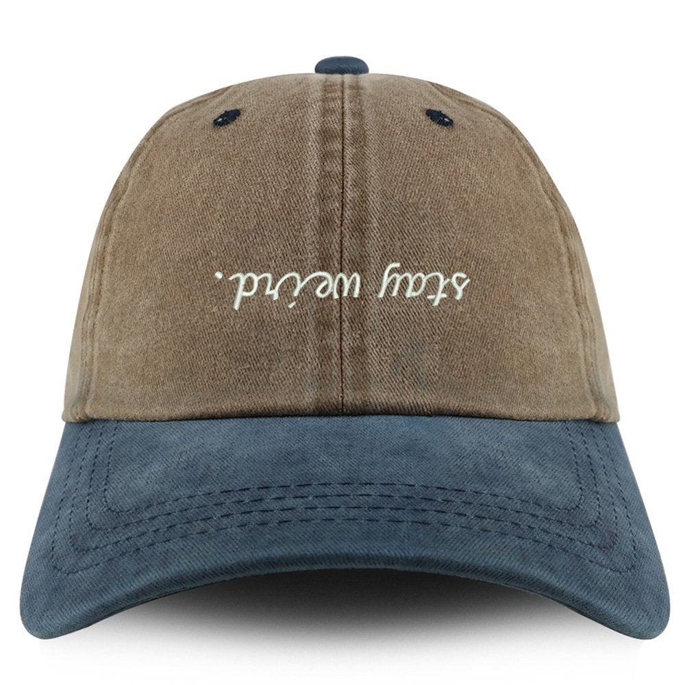 Trendy Apparel Shop Stay Weird Embroidered Pigment Dyed Unstructured Cap - Black