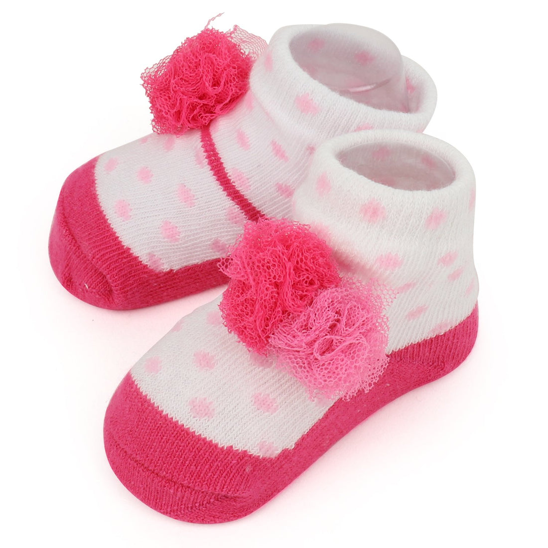 Trendy Apparel Shop Baby Infant Socks Booties and Pom Head Wrap Set