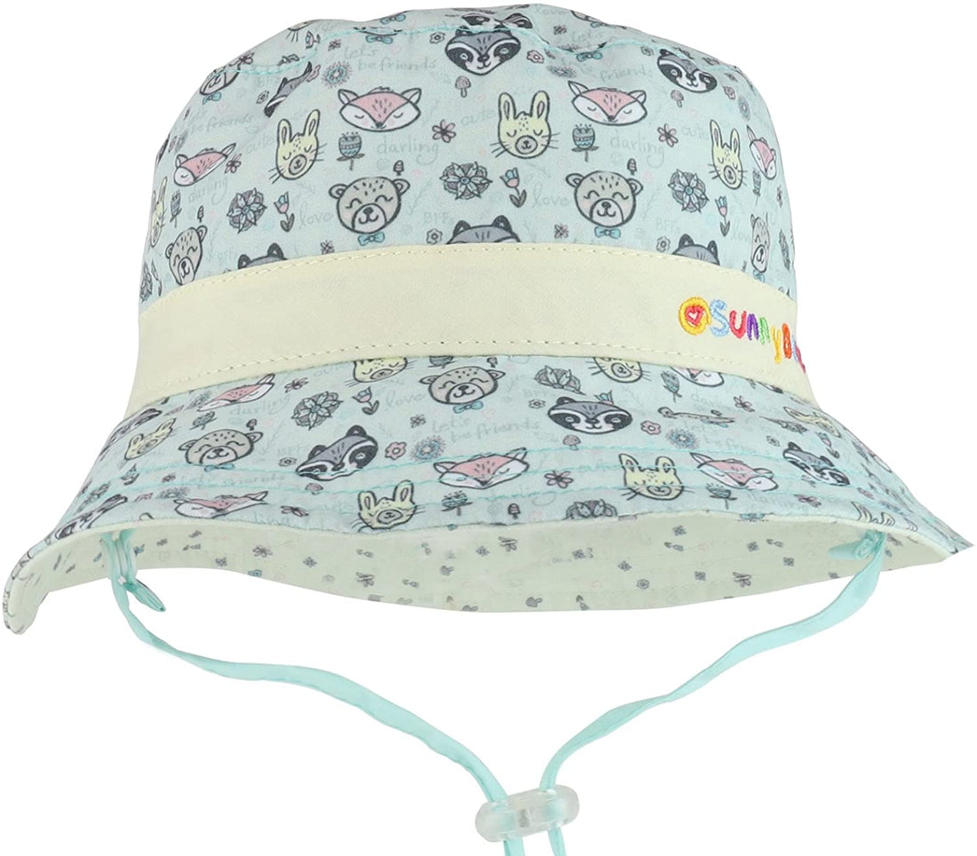 Trendy Apparel Shop Infant Girl's Reversible Floral Forest Friends UPF Bucket Hat