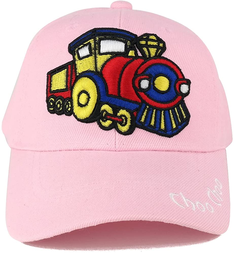 Trendy Apparel Shop Kids Size Choo Choo Train Emberoidered Design Adjustable Baseball Cap - Pink