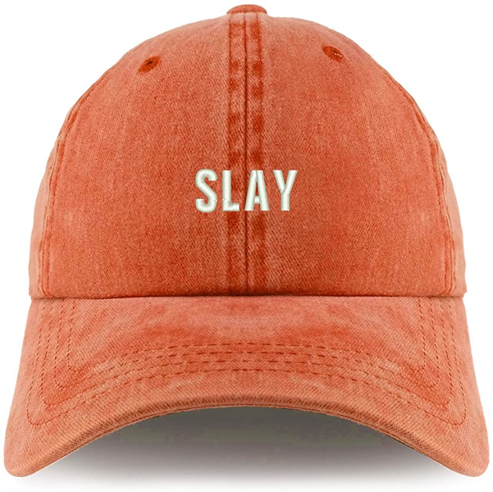 Trendy Apparel Shop Slay Embroidered Pigment Dyed Unstructured Cap