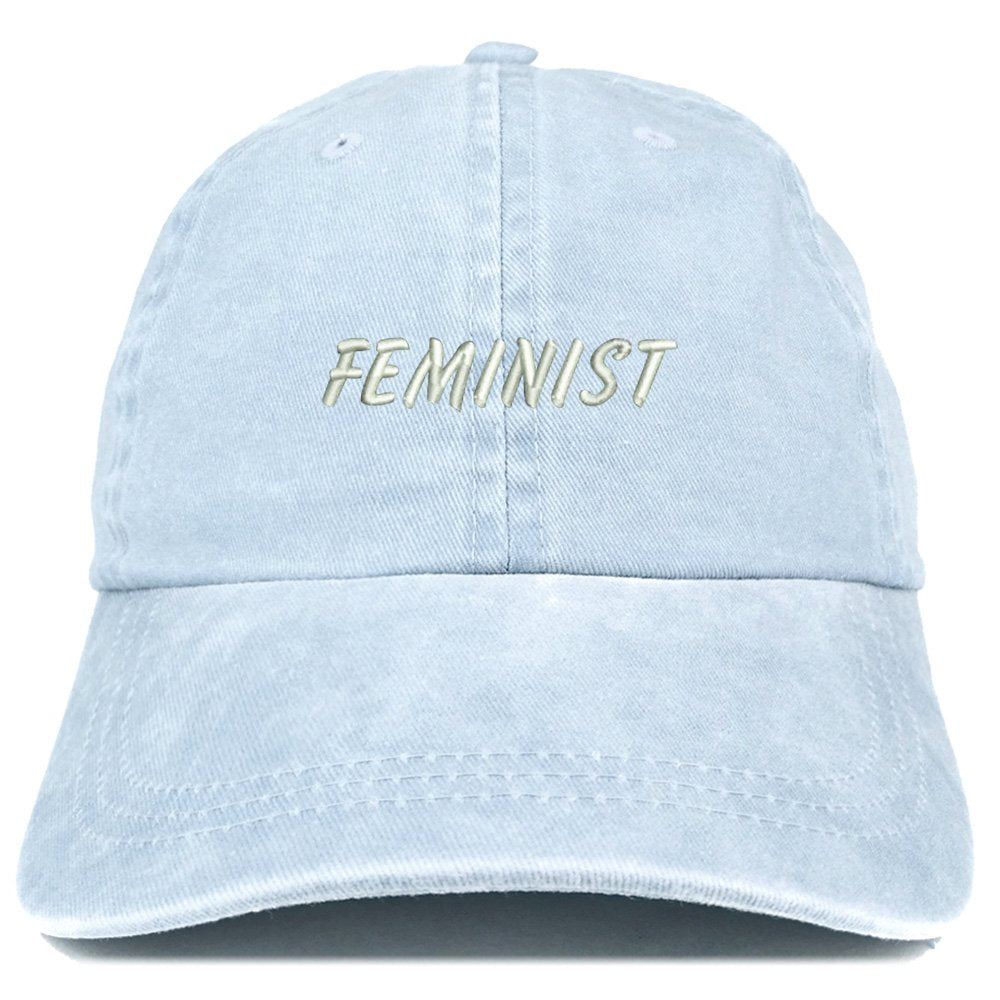 Trendy Apparel Shop Feminist Embroidered Washed Cotton Adjustable Cap - Black