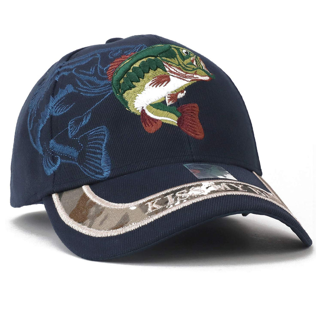 Trendy Apparel Shop Kiss My Bass Fish Embroidered Adjustable Baseball Cap