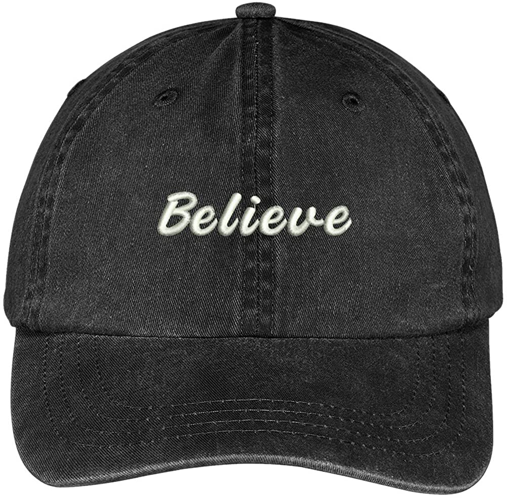 Trendy Apparel Shop Believe Embroidered Washed Cotton Adjustable Cap