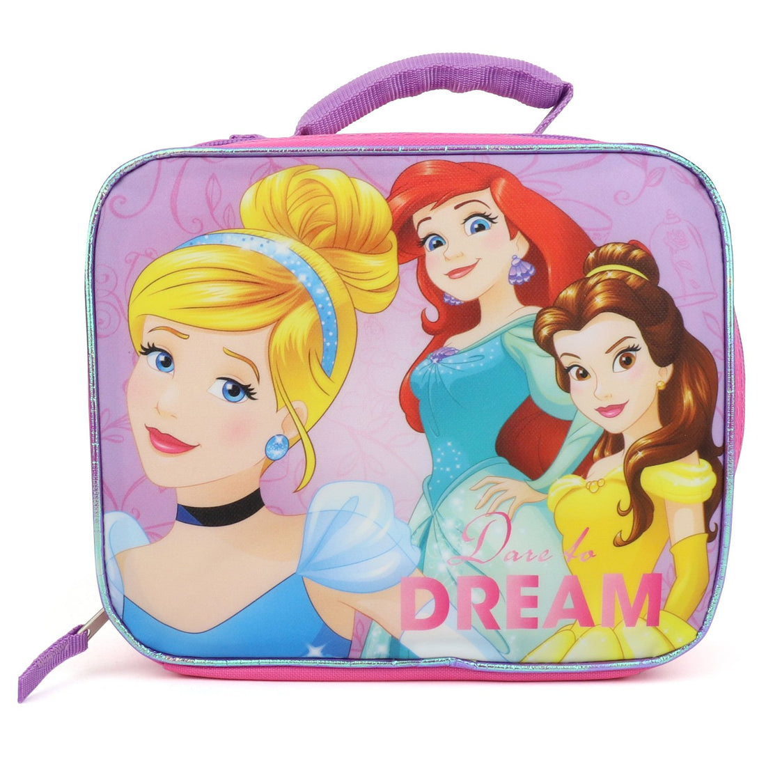 Trendy Apparel Shop Girl's Princess Rectangle Insulated Lunch Box Bag with Strap