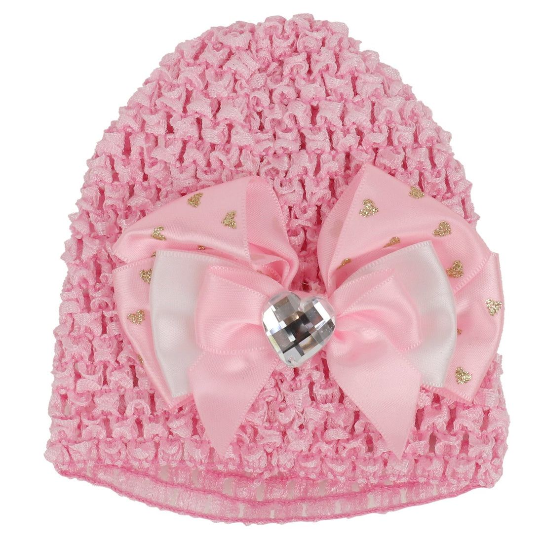 Trendy Apparel Shop Baby Infant's Crochet Hat with Grosgrain Bow and Socks