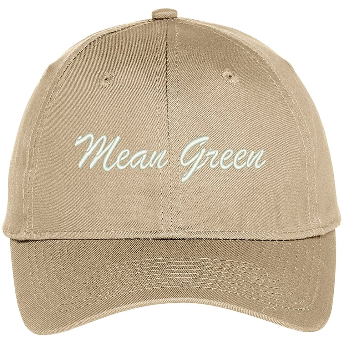 Trendy Apparel Shop Mean Green Embroidered Team Nickname Mascot Cap