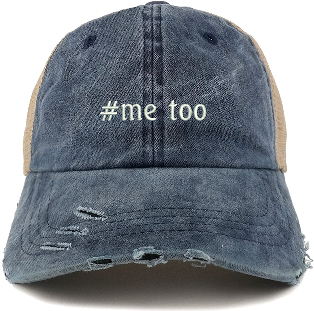 Trendy Apparel Shop Too Movement Embroidered Frayed Bill Trucker Mesh Cap - Black