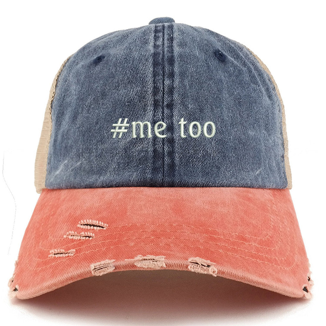 Trendy Apparel Shop Too Movement Embroidered Frayed Bill Trucker Mesh Cap - Black