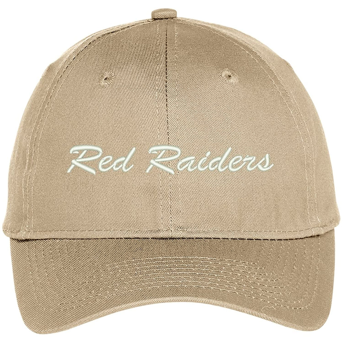 Trendy Apparel Shop Red Raiders Embroidered Team Nickname Mascot Cap - Khaki