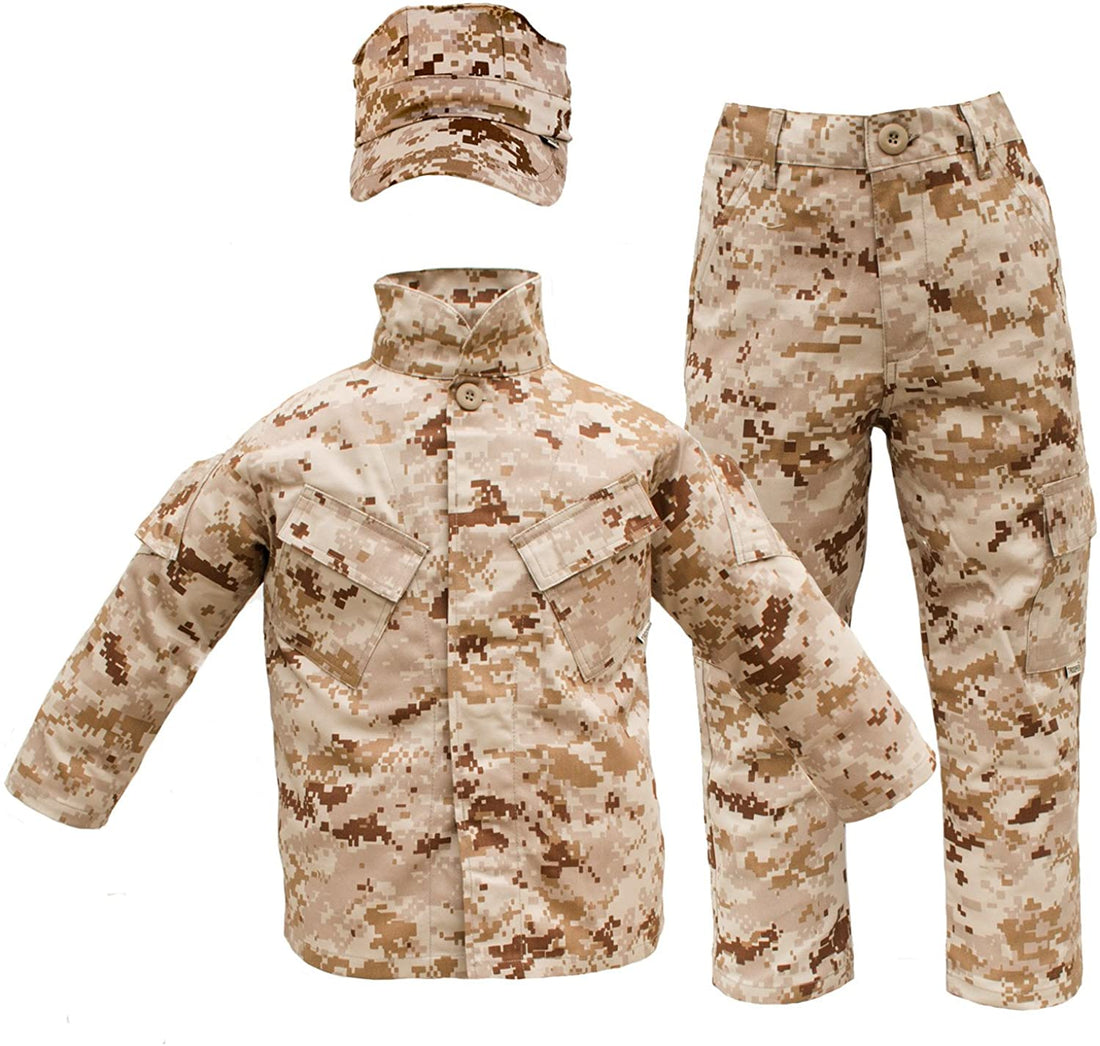 Trendy Apparel Shop Kid's US Soldier Digital Camouflage Uniform 3pc Set Costume Cap, Jacket, Pants