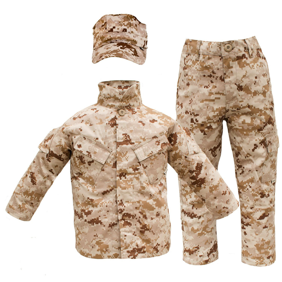 Trendy Apparel Shop Kid's US Soldier Digital Camouflage Uniform 3pc Set Costume Cap, Jacket, Pants