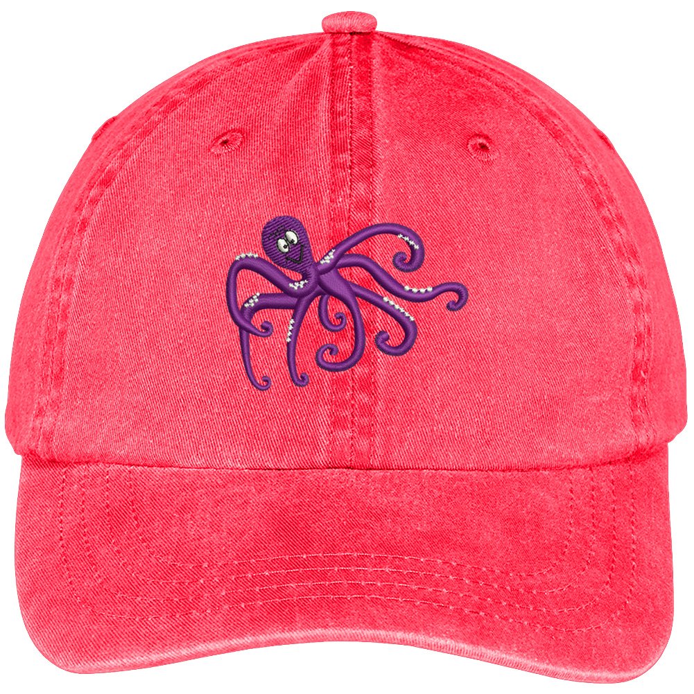 Trendy Apparel Shop Octopus Embroidered Soft Crown 100% Brushed Cotton Cap