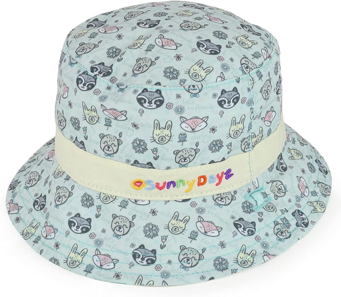 Trendy Apparel Shop Infant Girl's Reversible Floral Forest Friends UPF Bucket Hat