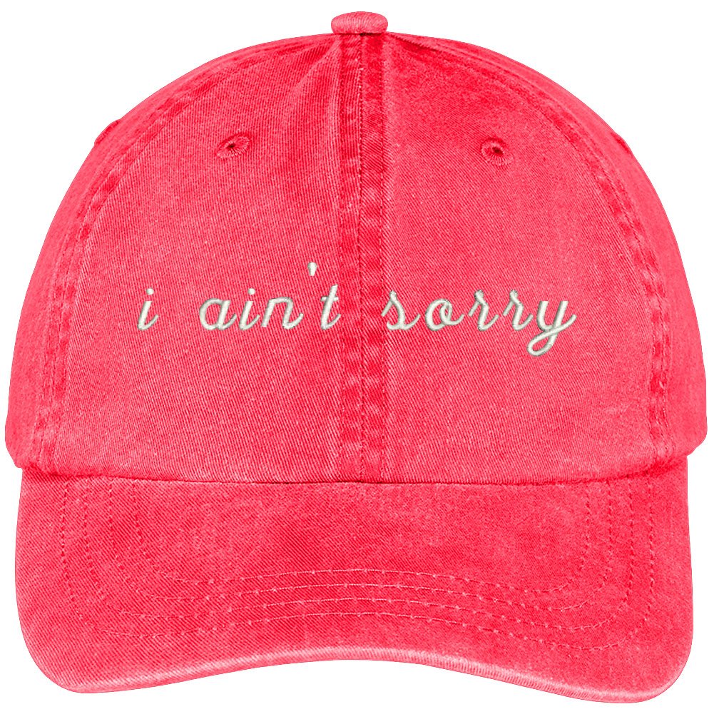 Trendy Apparel Shop I Ain't Sorry Embroidered Washed Cotton Adjustable Cap