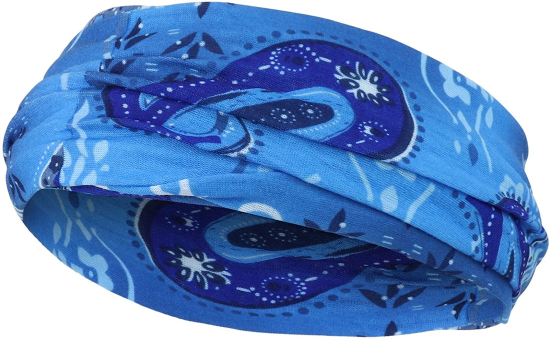 Trendy Apparel Shop Multifunctional Bandana Printed Headband Scarf - BLUE