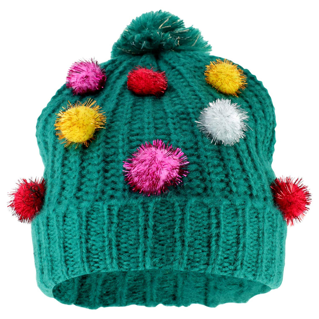 Trendy Apparel Shop Christmas Themed Funny Ugly Holiday Pom Knit Beanie Hats - Santas Belt