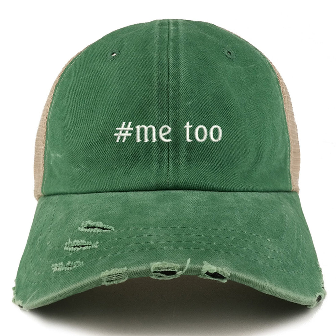 Trendy Apparel Shop Too Movement Embroidered Frayed Bill Trucker Mesh Cap - Black