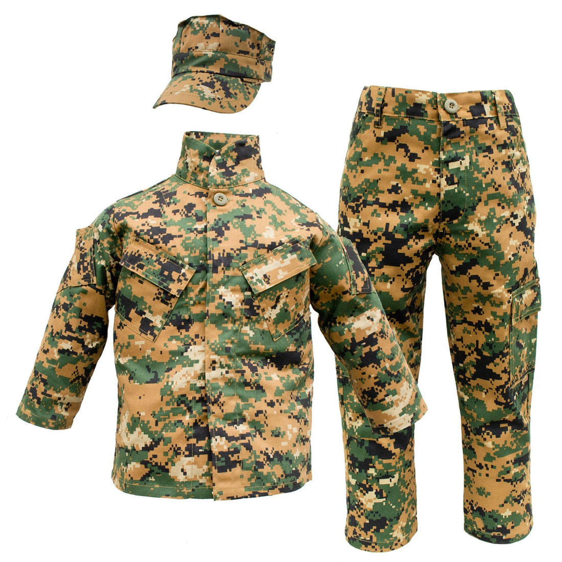 Trendy Apparel Shop Kid's US Soldier Digital WDL Camo Uniform 3pc Set Costume Cap, Jacket, Pants
