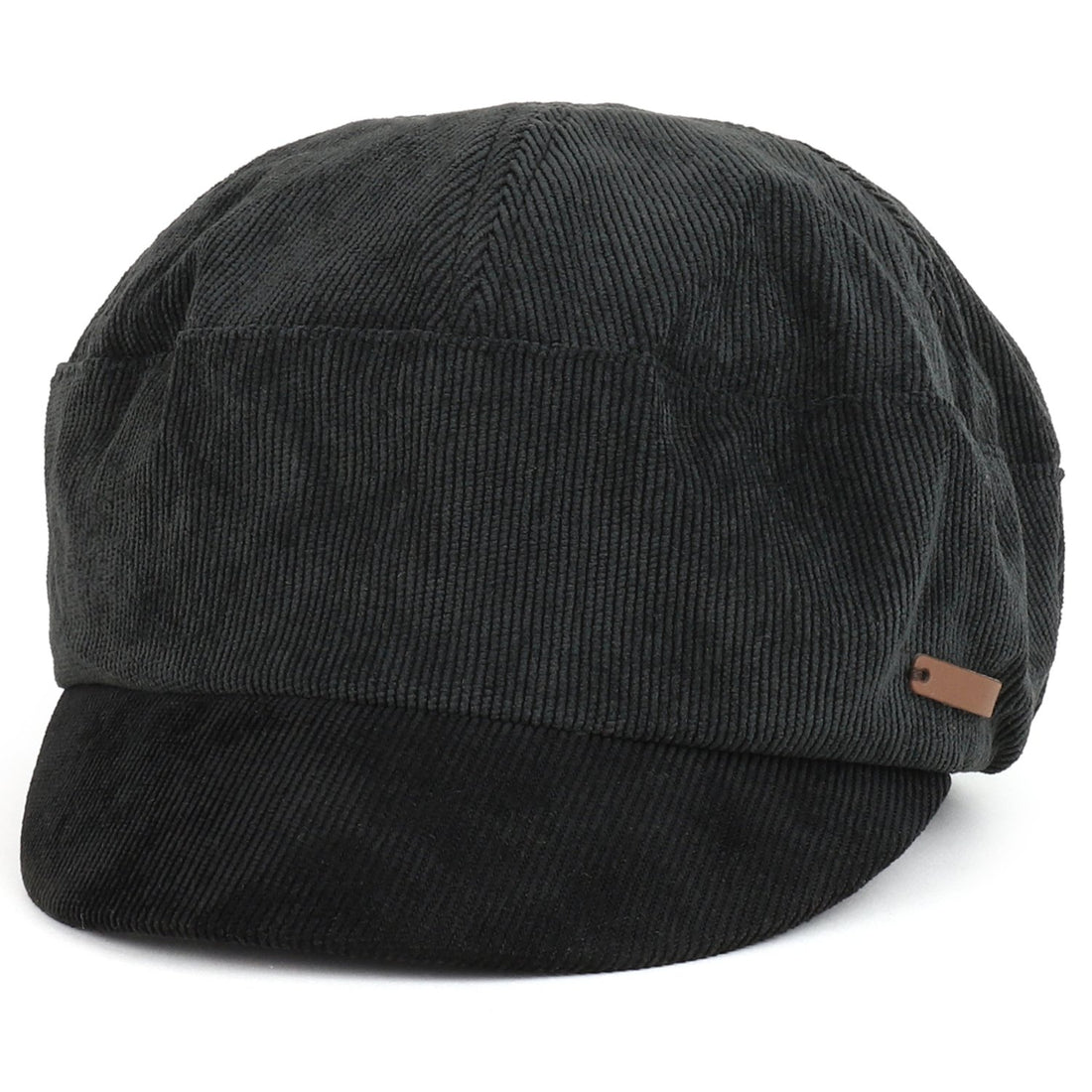 Trendy Apparel Shop Plain Corduroy Newsboy Style Cabbie Lieutenant Hat - Black