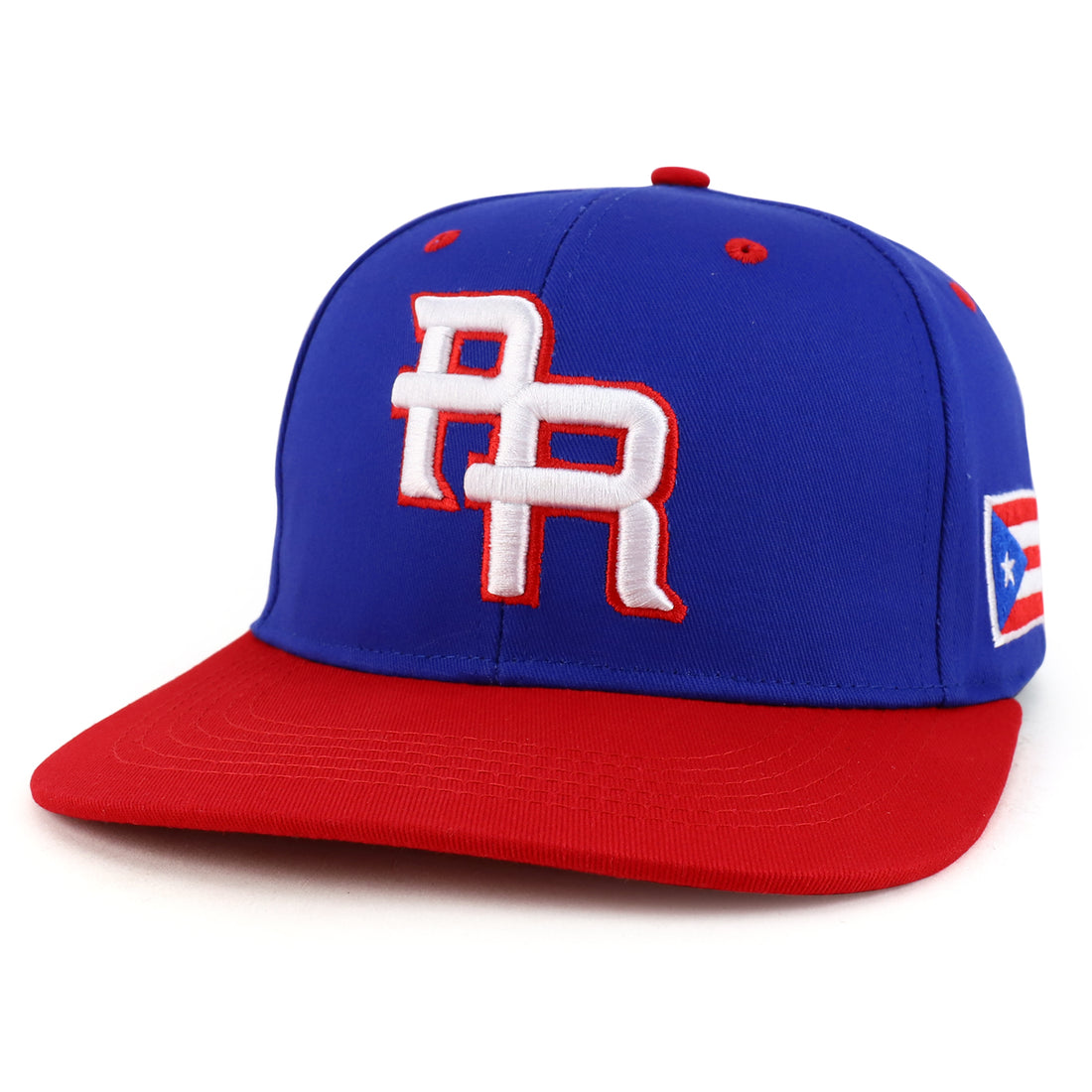 Trendy Apparel Shop PR 3D Embroidered Flatbill Snapback Cap with Puerto Rico Flag